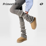 PRIMEET袜子女灰色针织袜套秋冬堆堆袜冬季袜子小腿袜过膝袜JK保暖袜套 【经典款】灰色  67cm- 1双 均码