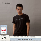 Calvin Klein  Jeans夏季男女情侣中性简约纯棉透气印花圆领短袖T恤J318472 BEH-黑色 M  （推荐135-150斤）