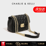 CHARLIE & KELLI官网 CK轻奢包包女包2025新款生日礼物女菱格小方包单肩斜挎包女 黑色【京仓速达 礼袋包装】