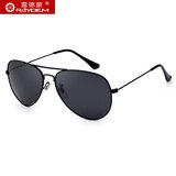 雷德蒙玻璃太阳镜男士墨镜女款眼镜开车专用蛤蟆镜2025新款潮流眼睛防晒 黑色框 黑灰玻璃片