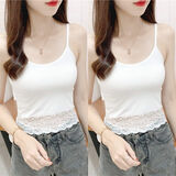 娴妃 【2件装】夏季新款吊带背心女白色打底衫蕾丝短款小背心内穿性感内搭 两件装白色+白色 L 100-125斤