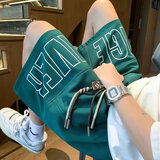 晗鲨短裤男夏季薄款美式青少年五分运动篮球裤男士宽松大码沙滩裤中裤 绿色 XL （120-140斤）