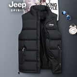 JEEP SPIRIT马甲背心纯色秋冬潮流休闲青年加厚保暖男士户外防风坎肩外套韩版 黑色 2XL