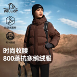 伯希和（Pelliot）800蓬鹅绒羽绒服女士冬季外套修身运动保暖防风夹克124408246棕S