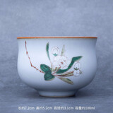 容山堂官窑彩绘茶杯大小号可养开片主人杯单个杯盏品茗杯功夫茶具 官窑茶杯-亭亭玉立