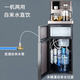 羽燕净水器家用直饮加热一体机办公立式自来水过滤管线机超滤净饮带过滤茶吧机商用饮水机净水机一体 灰色-两用【连接水管+水桶两用】 5级超滤/自来水直饮/保留矿物质