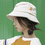 斐卡薇夏季渔夫帽女遮阳帽显脸小日系小清新简约百搭遮阳盆帽可爱帽子男 软妹夏季遮掩渔夫帽 杏色