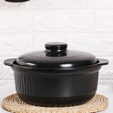 UMIZILI砂锅耐高温炖锅干烧不裂家用商用燃气大容量炖汤煲汤陶瓷沙锅石锅 黑炖锅1100ml(偏小仅限1人)