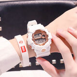 朴里 海贼王联名款涂鸦手表男女高中小学生炫酷夜光闹钟电子手表女 611白金星期+闹钟+灯光 电池