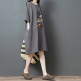 BMOI2025新款时尚女装中长款上衣夏体恤休闲连衣裙宽松