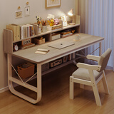 悦美妙电脑桌台式学生简易书桌书柜书架一体写字桌子家用办公学习桌 【桌椅组合】欧莱文灰色120*60cm