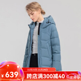 杰奥女士鹅绒连帽羽绒服加厚羽绒外套一手长2022新品1313112 2446#海岛蓝 180/2XL