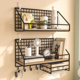 坤奉墙上置物架免打孔寝室床头宿舍收纳神器墙壁挂卧室书桌隔板收纳架 小号黑色-普通款 （带无痕钉+无痕贴）