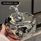 TaTanice 烟灰缸 防风防尘烟灰缸办公室书房装饰摆件 陶瓷银色奶酪带盖