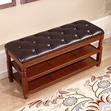 凡师傅实木换鞋凳鞋柜入户穿鞋凳鞋架门口储物 80CM 储物款【咖啡棕】