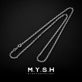 铭扬饰海 925银项链男士潮流十字四方锁骨链 细款粗款实心素链 可搭配吊坠 【银色款】50厘米（宽约2.5mm）