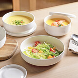 摩登主妇陶瓷蒸蛋碗带盖家用鸡蛋羹燕窝盅隔水炖盅汤盅纯白炖罐 6英寸蒸蛋盘（加深款650ml）