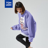 唐狮（TonLion）非人哉联名款秋冬款加绒加厚卫衣女韩版宽松青少年学生百搭上衣626420025046 浅蓝紫 S