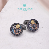 TATEOSSIAN【圆满人生】RT碳纤机械齿轮袖扣男西装袖口钉轻奢饰品礼物送男生 现货黑色（现货）
