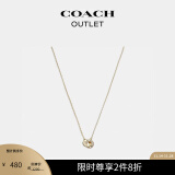 蔻驰（COACH）奥莱女士连锁式开口圆环珍珠吊坠项链 金色/珍珠白色