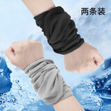 耐力克斯跑步擦汗手腕巾男士专用冷感运动毛巾冰感速干护腕吸汗毛巾健身秋 灰+黑 超值两条装 均码