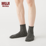无印良品 MUJI 男式 合脚直角粗细不均纱线 短袜 49AA015 炭灰色 25-27cm/40-44码