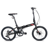 狼途（Langtu） 20寸铝合金折叠自行车男女8速成人学生运动单车便携免安装KY028 亮黑（碟刹版） 20寸