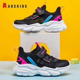 ABC KIDS童鞋男童鞋子2025秋季新款儿童运动鞋网面儿童跑鞋时尚潮流女童鞋 单网夏款黑玫红 32
