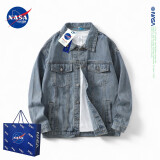 NASADKGM牛仔外套男韩版潮牌青少年春秋冬季休闲工装夹克百搭外套男上衣男 蓝色（春秋款） XL （建议150-170斤）