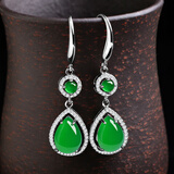 倪曼翡翠玉髓耳环高级感轻奢新款潮绿色玉质耳坠送妈妈 女神奢华水滴