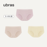 ubras女士内裤女抗菌底裆中腰三角裤兰花烟+瓷肌色+奶酪黄M