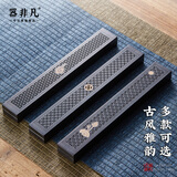 器非凡 黑檀木卧香炉线香盒家用室内檀香炉木质茶道沉香插香薰炉香座 【祥云纹】-配檀香