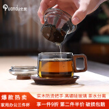 全度高硼硅耐高温办公杯茶杯烟灰色杯子简约带过滤茶水分离玻璃杯迷你 灰色墩墩杯【带杯托】 200ml 1只