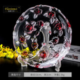 弗莱文茨玫瑰玻璃果盘时尚大号果斗家用客厅茶几零食干果盘糖果盘水果盘 玫瑰果盘（红色）