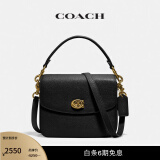 蔻驰（COACH）经典标志CASSIE19号单肩包斜挎包休闲高级感女包 黄铜色硬件/黑色(旧版）