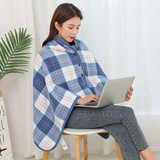 多功能披肩毛毯斗篷加厚法兰绒办公室午睡毯盖毯懒人披风盖腿毛毯 绅士蓝 100x140cm(580克)