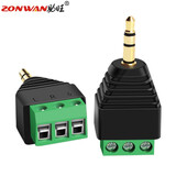 助旺（ZONWAN）3.5mm免焊耳机接头 三节双声道立体声插头绿色端子 2个装 ZW-305-MHJ