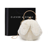 CLEVER & KETCH女包秋冬毛绒包包女链条包毛毛包单肩斜挎包手机包生日礼物送女友 米白色