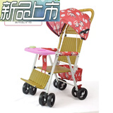 恩曜夏季婴儿竹藤推车轻便宝宝仿藤推车儿童竹子小推车小孩藤椅藤编车 嘴猴/可坐可躺/棚子红