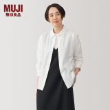 无印良品（MUJI）女式 水洗 平纹衬衫领衬衫 纯棉长袖 衬衣外套内搭秋款女士24年秋 白色 XL （165/92A）