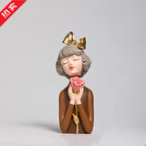 柏梵（bofan）现代创意蝴蝶结女孩花瓶摆件北欧客厅玄关干花插花摆设 乔迁礼物 蝴蝶结女孩花瓶-花心-棕色 现货