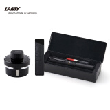 凌美(LAMY)钢笔 safari狩猎系列 含吸墨器+墨胆+笔套 金属小礼盒 磨砂黑EF尖 + 非碳素墨水T52 黑色50ml 套装