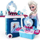 迪士尼女孩玩具过家家装扮玩具 冰雪奇缘二3合1仿真化旅行箱妆玩具套装