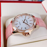卡罗莱女表全自动机械小绿表时尚女士手表防水皮带精钢陶瓷带腕表CA1206 玫金白面粉皮 CA1206
