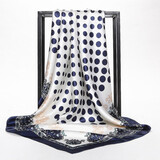 凯瑞丝雅高档丝巾春秋披肩绸缎油画丝巾大方巾 黑白波点