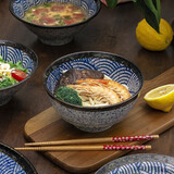 美浓烧（Mino Yaki） 美浓烧日式精美 实用餐具大号家用陶瓷海波纹 5.5英寸面碗【13.9CM*7.3CM】