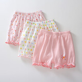 印品棉棉屋3条装夏季女宝宝竹节棉儿童短裤纯棉薄款花边三分裤外穿灯笼裤 兔子爱心短裤3条装 80 码（身高80cm左右/两用裆）
