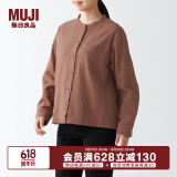 无印良品（MUJI）女式 法兰绒 立领衬衫 格子内搭 衬衣 纯棉全棉 女士秋款BCB19C1A 砖红色 S