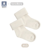 little tinysd婴童棉袜 宝宝春夏薄款透气网眼袜子新生儿学步无骨中筒袜A类 米白-竹棉款 （四季通用） 1双 均码 M （1-2岁）