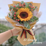 鲜花情同城配送速递单支玫瑰花康乃馨向日葵郁金香鲜花公司用花束 单支向日葵红豆鲜花（10束起送） 同城配送 支持预约日期